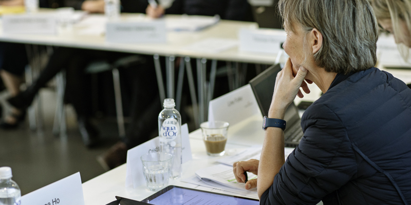 Møde i Arbejdsmiljørådet, ser Cristina Lages ryg.